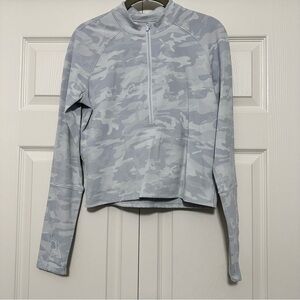 Lululemon Pace Pursuit Long‎ Sleeve Half Zip Jacket Incognito White Camo Size 10